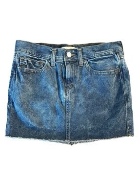 Levis raw hem denim medium wash mini skirt 5